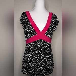 Y2K Polka Dot Top with Pink Accents Ladies Juniors